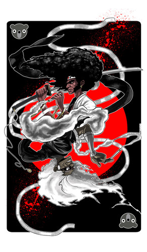 AFRO FLIP Afro Samurai and Ninja ninja | TERRY HUDDLESTON ART