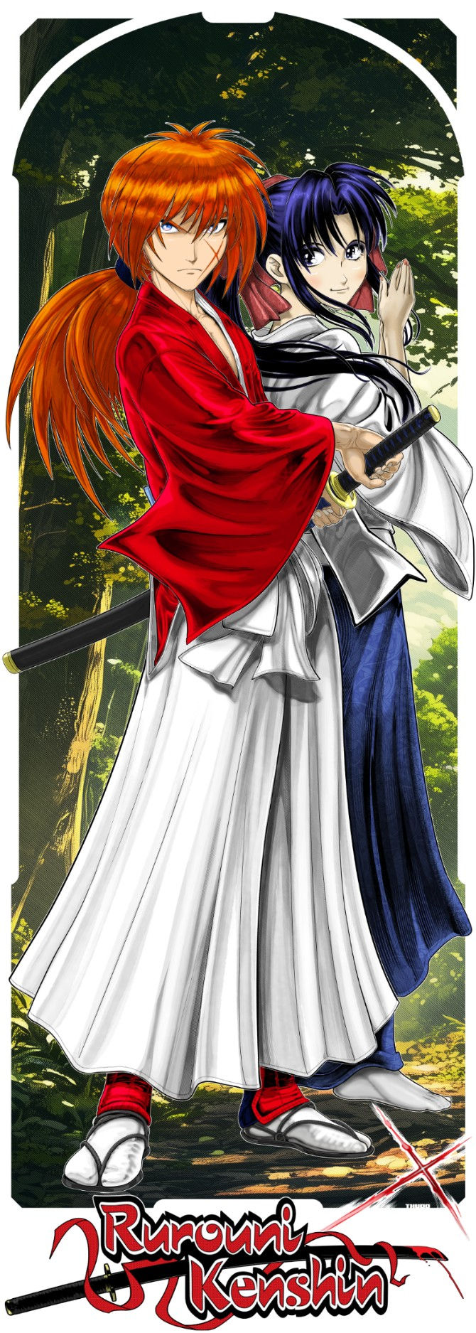 Rurouni Kenshin 14x39in texture print 