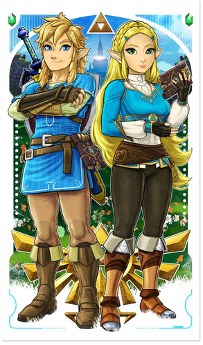 Breath of the Wild Link and Zelda 14x24 Texture print | TERRY