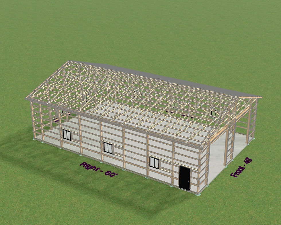 Thumbnail: 40x60x14  Post-Frame Building Package | 2-Car Garage & Shop  | Spruce package 