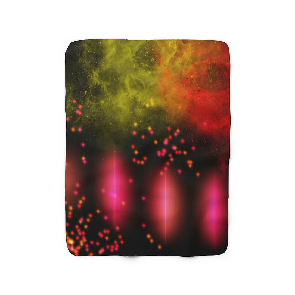 Thumbnail: Rowans Red and Yellow Galaxy Sherpa Fleece Blanket