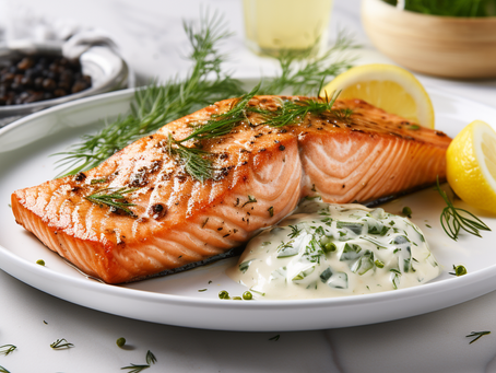 Grilled Salmon with Lemon Dill Sauce