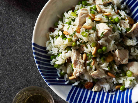 Chicken and Rice Salad with Pine Nuts and Lemon