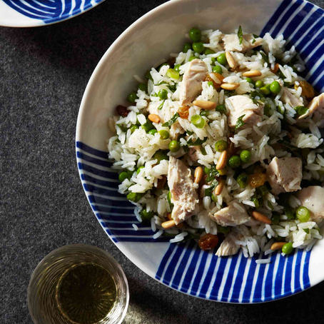 Chicken and Rice Salad with Pine Nuts and Lemon