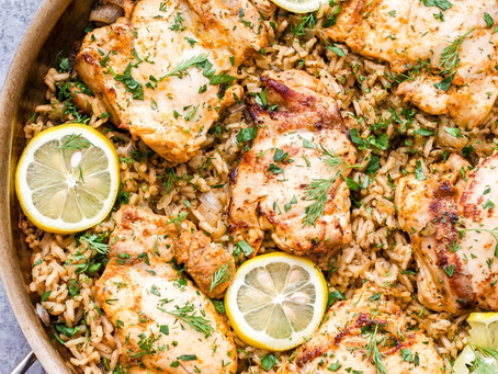 Greek Chicken and Rice Skillet