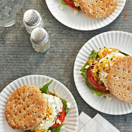 Egg Sandwiches with Rosemary, Feta, & Tomato