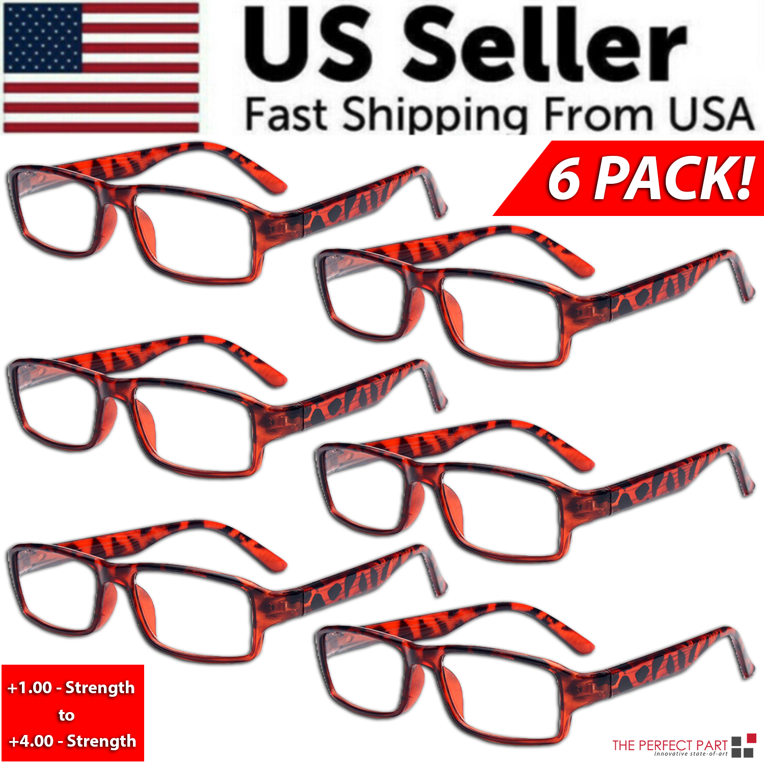 Reading Glasses Mens Womens Readers 6 PACK Square Frame Unisex Style Specs NEW!