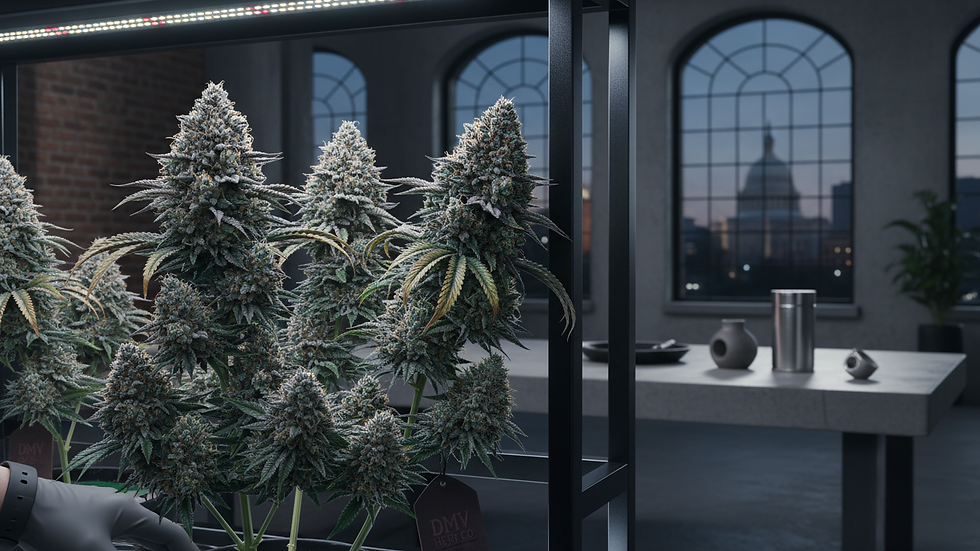 Close-up view of cannabis flower buds in a Maryland grow facility