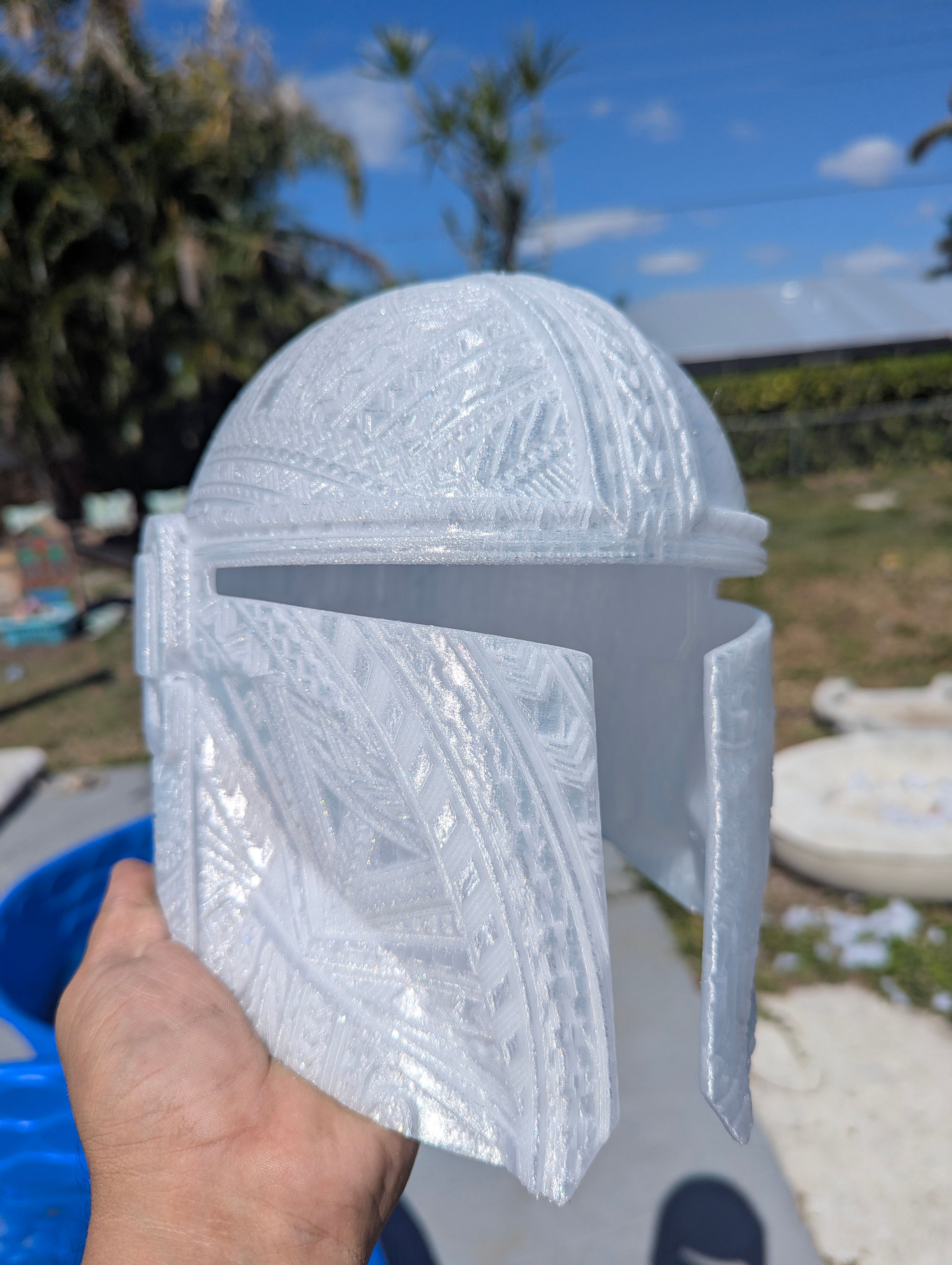 Mandalorian helmet in crystal white 3D printed