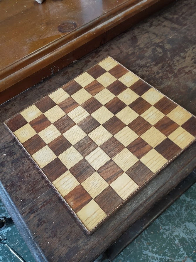 Walnut and Maple wood veneer chess board