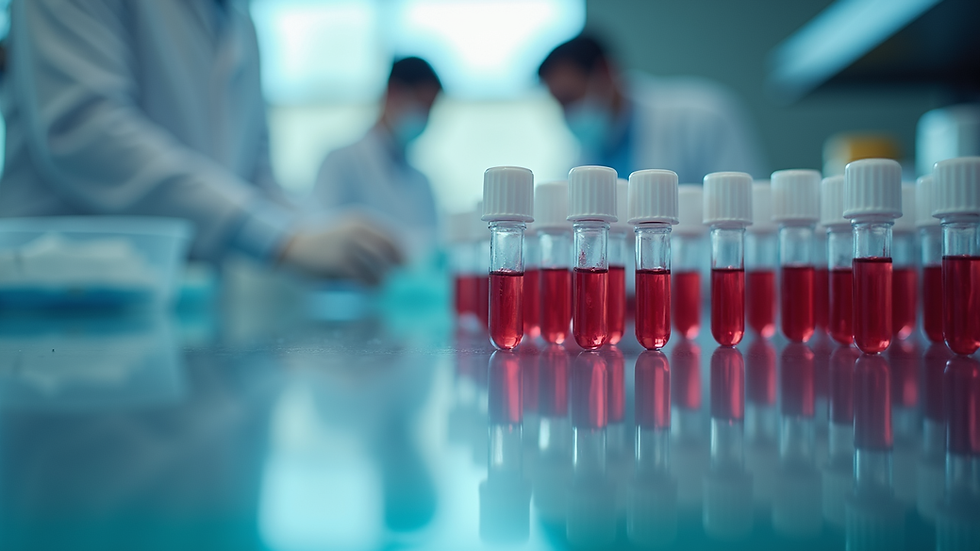 Close-up view of hormone testing blood samples in a lab