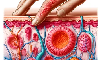 DALL·E 2024-06-11 09.51.53 - anatomical illustration of the human skin showing the effects