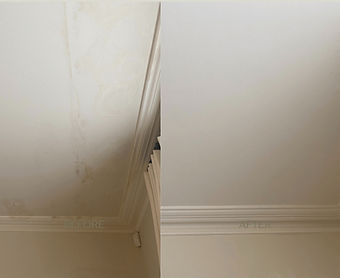 Ceiling before and after painting showing difference, home, Adam’s Painting & Decorating in Newbury