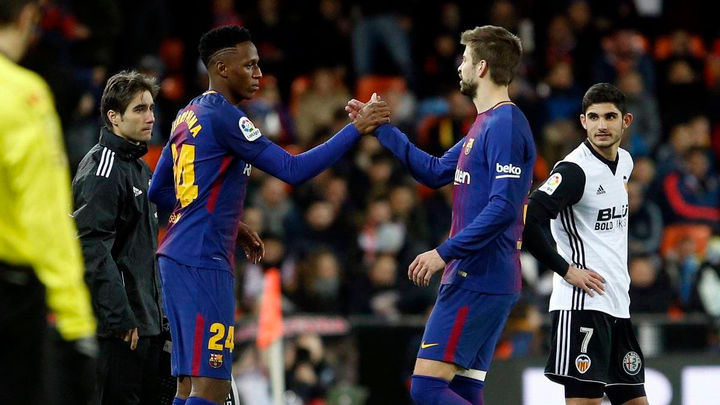 Debut del colombiano Yerry Mina con el Barcelona