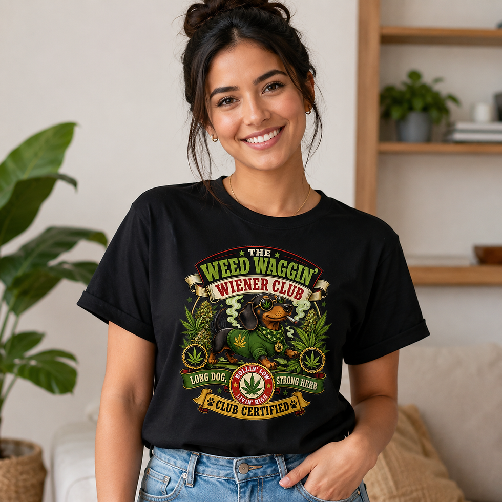 Thumbnail: Weed Waggin Wiener Club Funny Cannabis Dachshund Shirt, Weed Humor Dog Tee