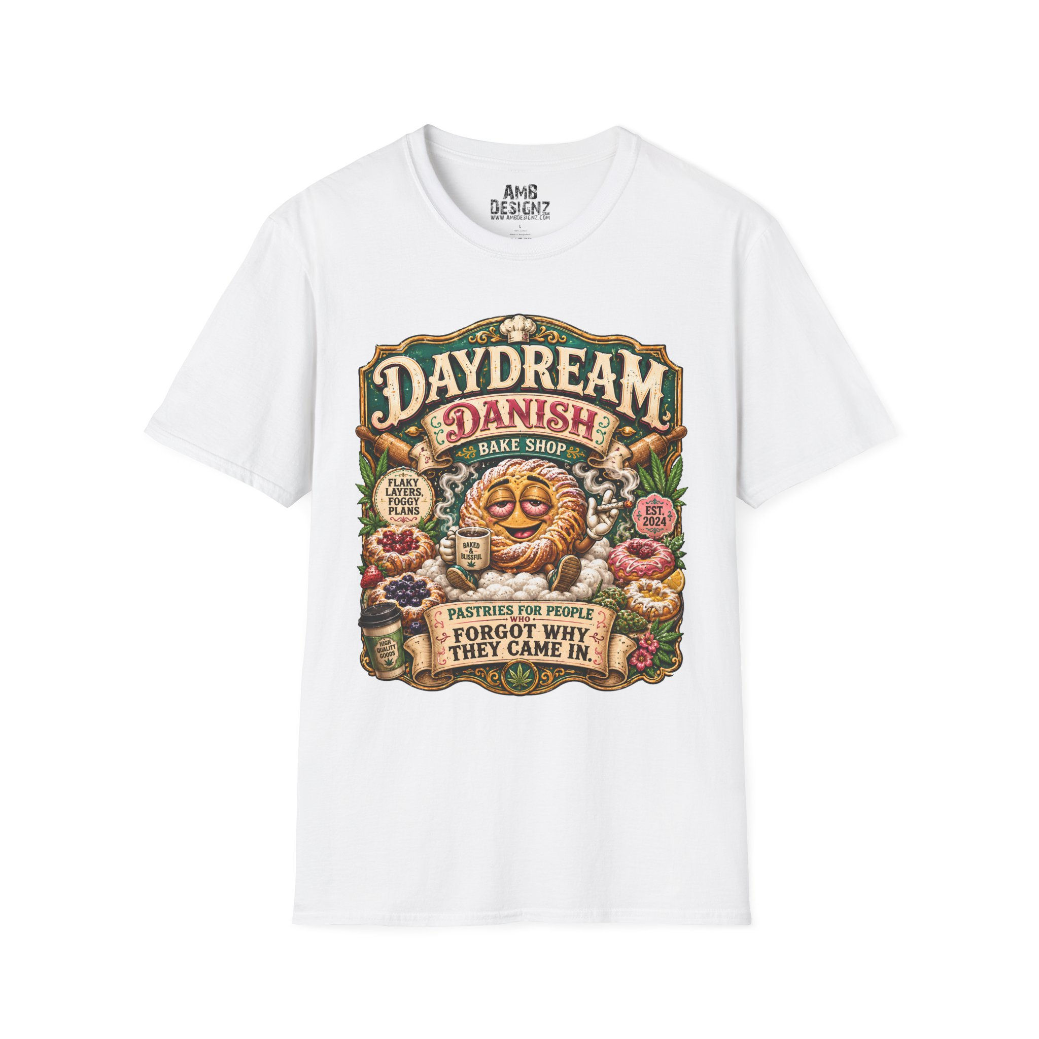 Daydream Danish Bake Shop Funny Cannabis Pastry Bakery T-Shirt