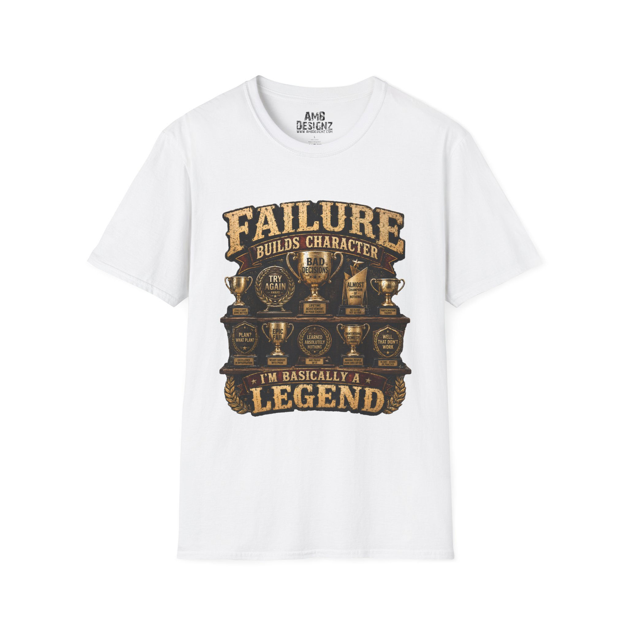 Failure Builds Character Funny Motivational Dark Humor Self Help Edgy Tee