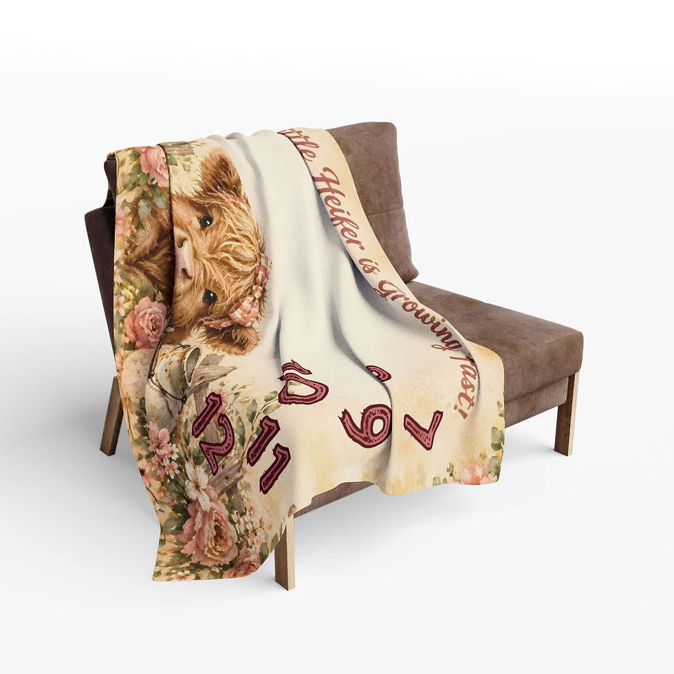 Thumbnail: Baby Milestone Fleece Blanket — "Our Little Heifer is Growing Fast" Photo Prop