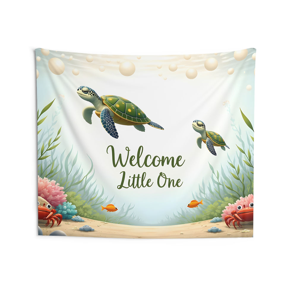 Thumbnail: Welcome Little One Sea Turtle Party Display Backdrop for Photos, Tables & Decor