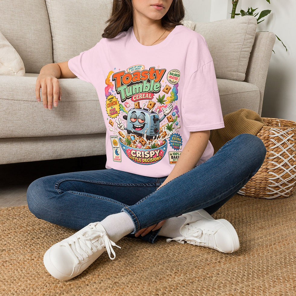 Thumbnail: Toasty Tumble Cereal Funny Weed Breakfast Mascot Graphic T-Shirt