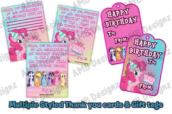 Thumbnail: My Little Pony Party Gift tags Thank you card