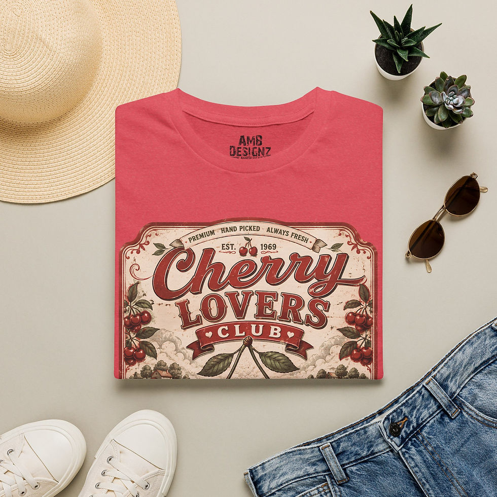 Thumbnail: Cherry Lovers Club Tee, Food Pun Tee, Vintage Bakery Double Meaning Humor Shirt