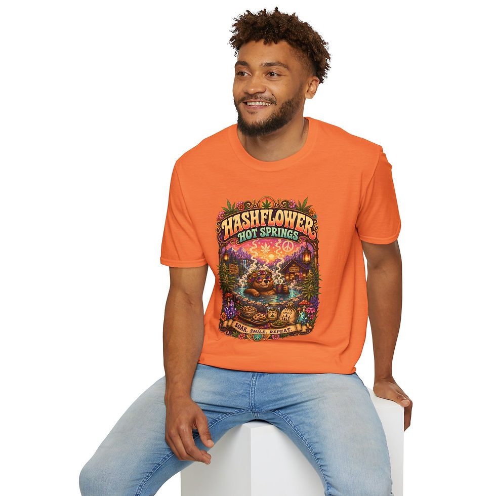 Thumbnail: Hash Flower Hot Springs Shirt, Funny Stoner Hippie Cannabis Mountain Spa Tee
