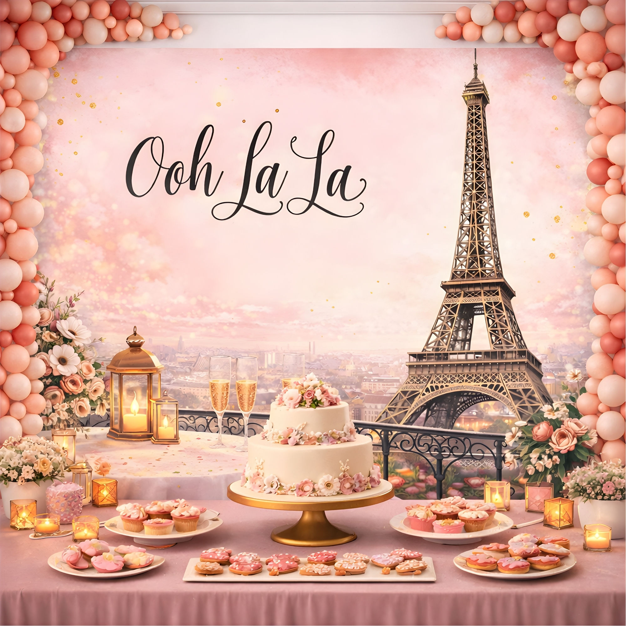 Paris Ooh La La Party Display Backdrop for Photos, Tables & Decor