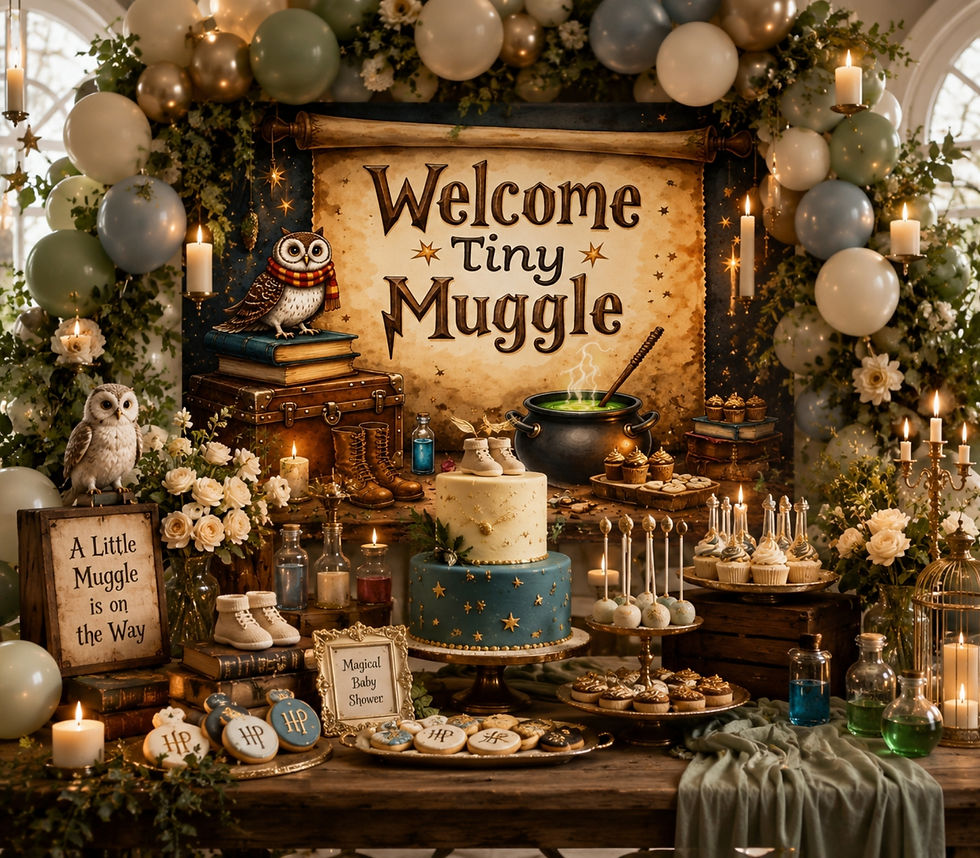Thumbnail: Welcome Tiny Muggle baby shower Display Backdrop for Photos, Tables & Decor