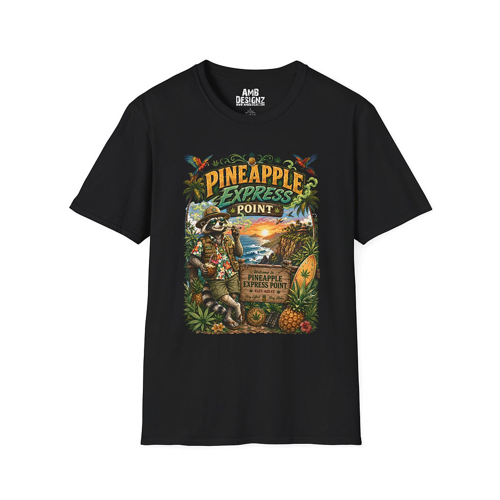 Thumbnail: Pineapple Express Point Cannabis Beach T-Shirt, Weed Tropical Travel Graphic Tee