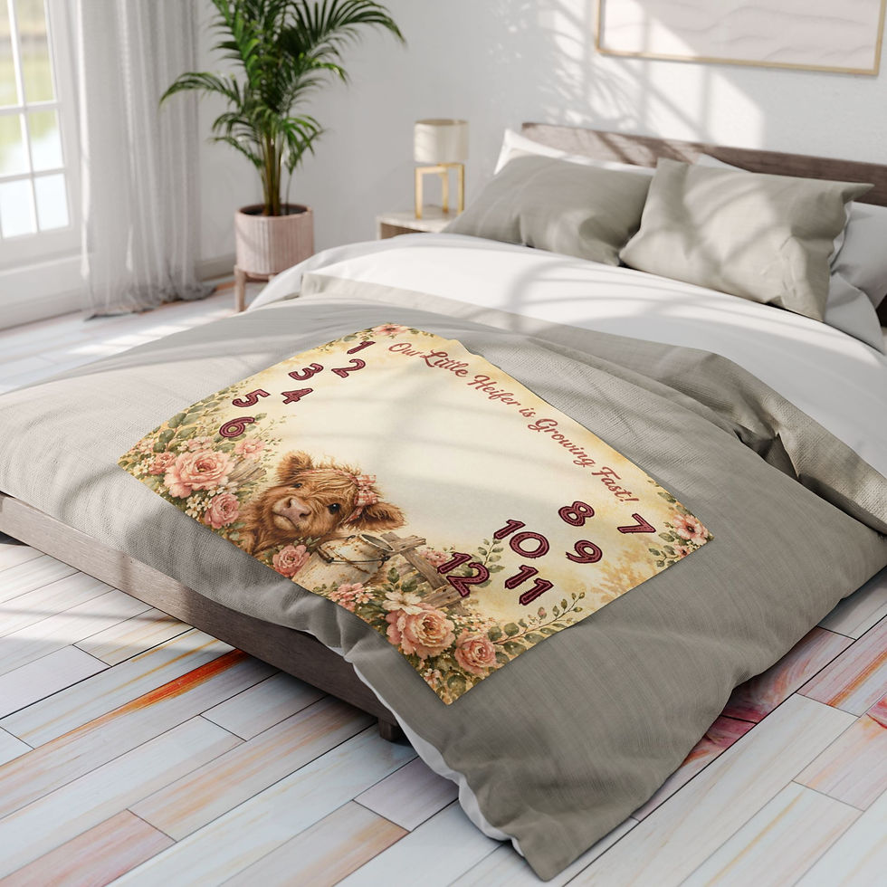 Thumbnail: Baby Milestone Fleece Blanket — "Our Little Heifer is Growing Fast" Photo Prop
