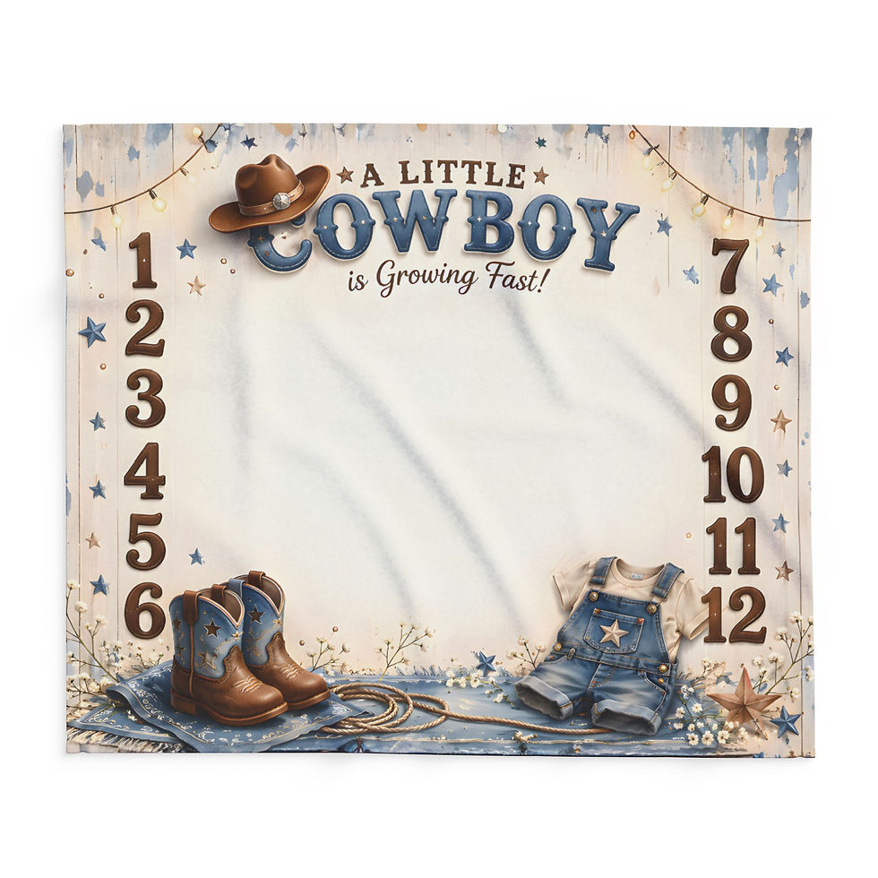 Thumbnail: Baby Milestone Fleece Blanket — "A Little Cowboy Is Growing Fast" Photo Prop