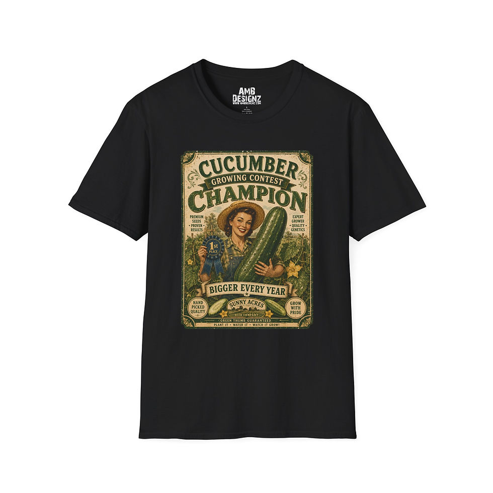 Thumbnail: Cucumber Growing Champion, Vintage Graphic Tee, Cute Adult Humor Food Pun Tee