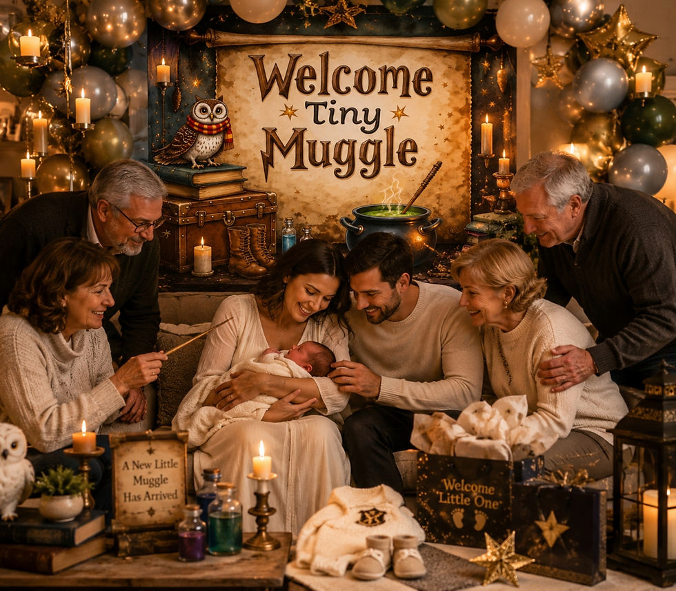 Thumbnail: Welcome Tiny Muggle baby shower Display Backdrop for Photos, Tables & Decor