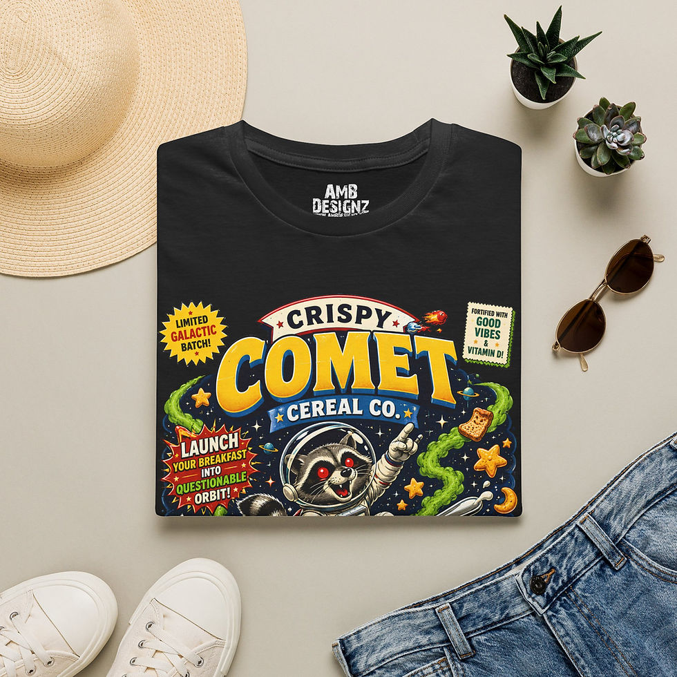 Thumbnail: Crispy Comet Cereal Co Funny Cannabis Space Cereal Parody T-Shirt