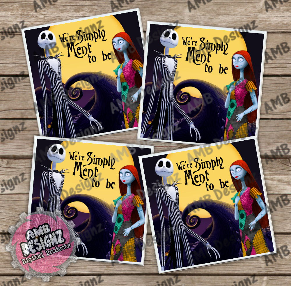 Nightmare Before Christmas Themed Tile Coaster Set