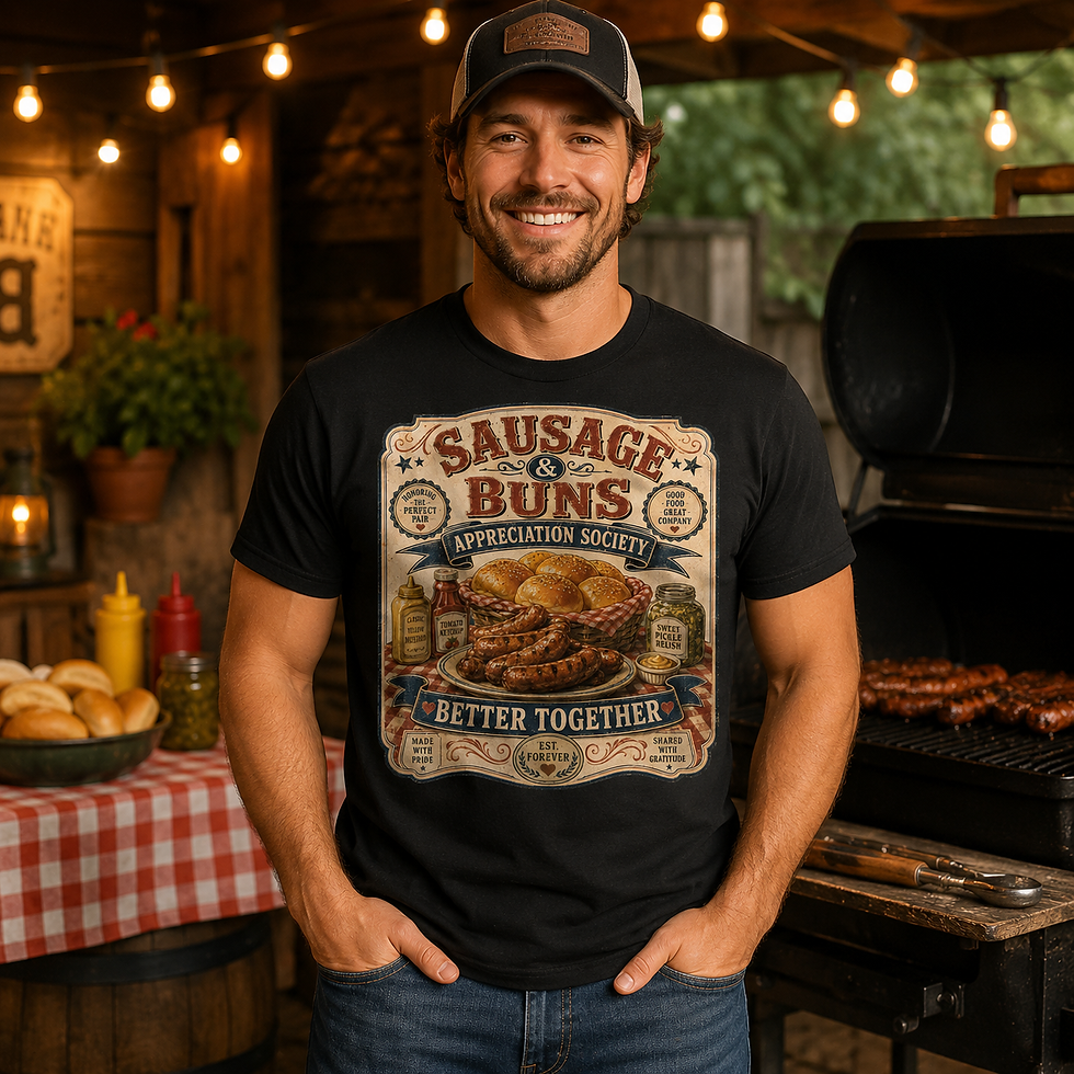 Thumbnail: Sausage and Buns Funny Tee, Food Pun Tee, Vintage Double Meaning Humor Shirt