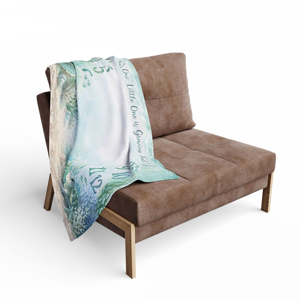 Thumbnail: Sea Turtle Milestone Baby Blanket — "Our Little One is Growing Fast"