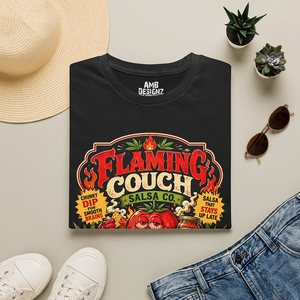 Thumbnail: Flaming Couch Salsa Co Funny Weed Salsa Snack Parody Graphic T-Shirt