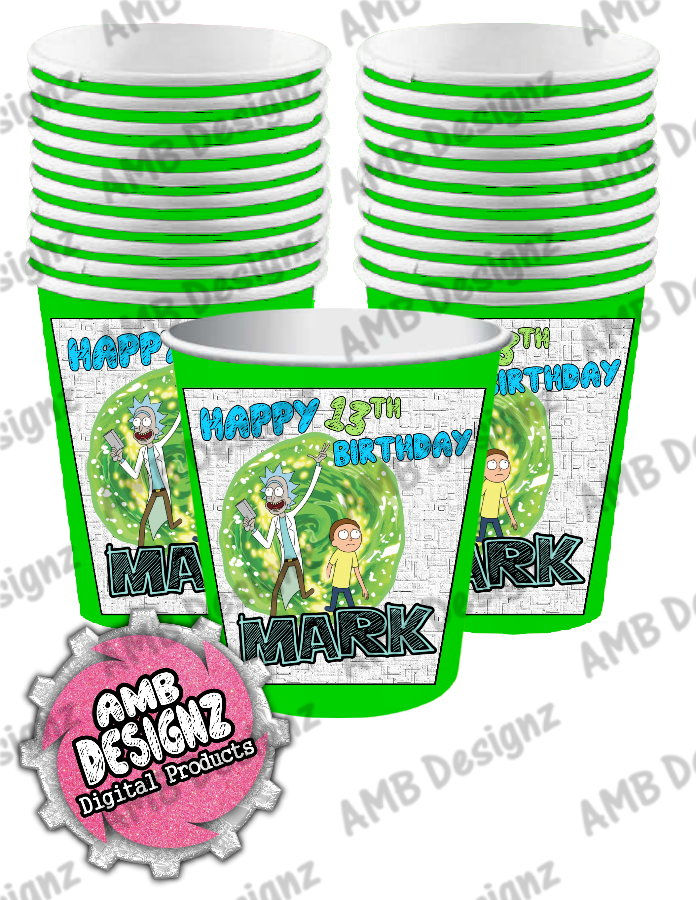 Rick & Morty Party Cups - Rick & Mortye Party Supplies
