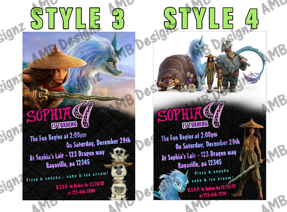 Thumbnail: Raya Lost Dragon invitations - Raya Lost Dragon Party Supplies