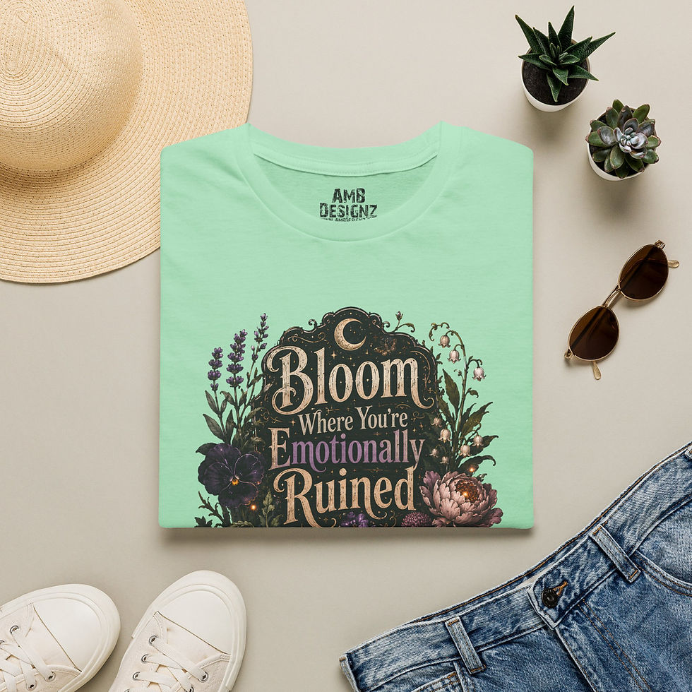 Thumbnail: Bloom Where You Are Emotionally Ruined Funny Dark Humor Floral Motivational Tee