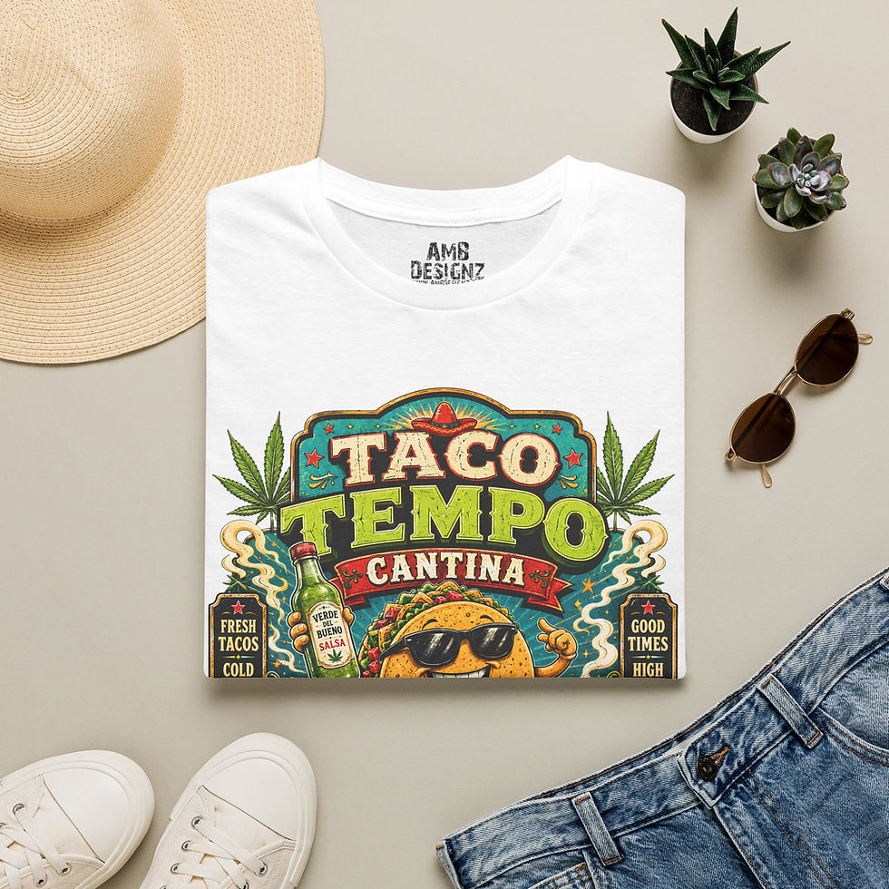 Thumbnail: Taco Tempo Cantina Funny Weed Taco Food Parody Graphic T-Shirt