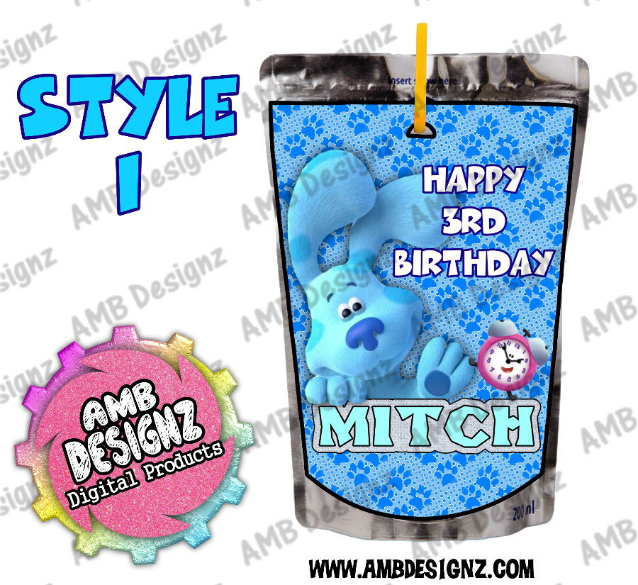 Blues Clues Juice Pouch Label - Blues Clues Party Supplies