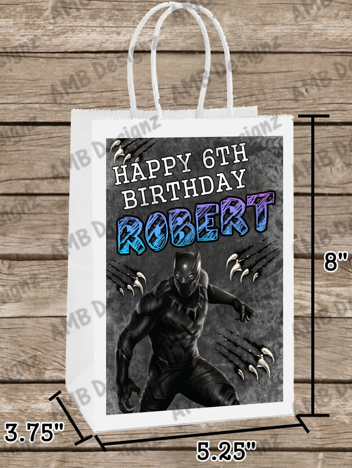 Thumbnail: Black Panther Favor Bag Label Party Supplies - Black Panther Party Supplies