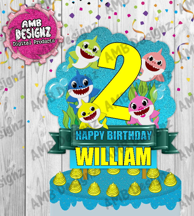 Baby Shark Cake Topper Centerpiece