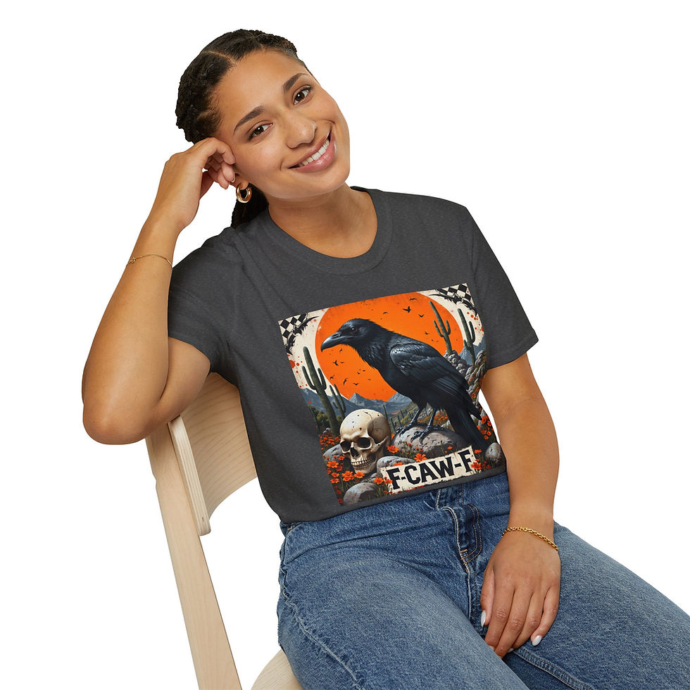 Thumbnail: Raven Skull Graphic T-Shirt — F-CAW-F Vintage Gothic Tee