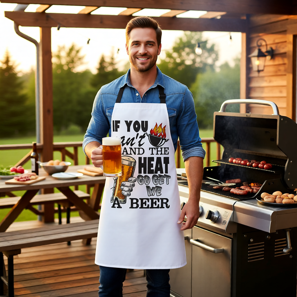 Apron - "If You Can't Stand the Heat Go Get Me a Beer" BBQ Grill Chef Apron