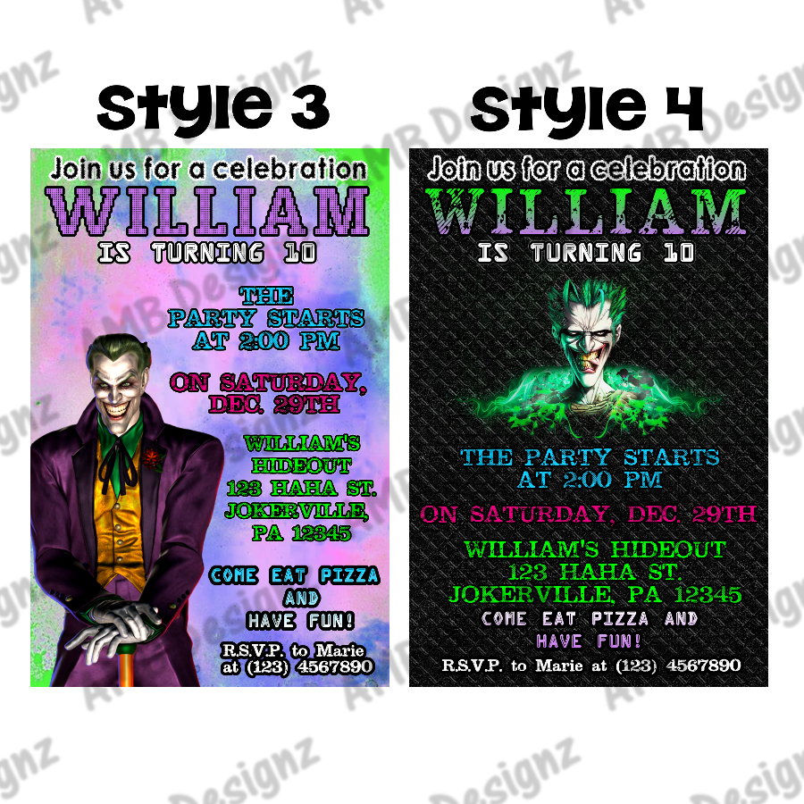 Thumbnail: Joker Invitations - Joker Party Supplies
