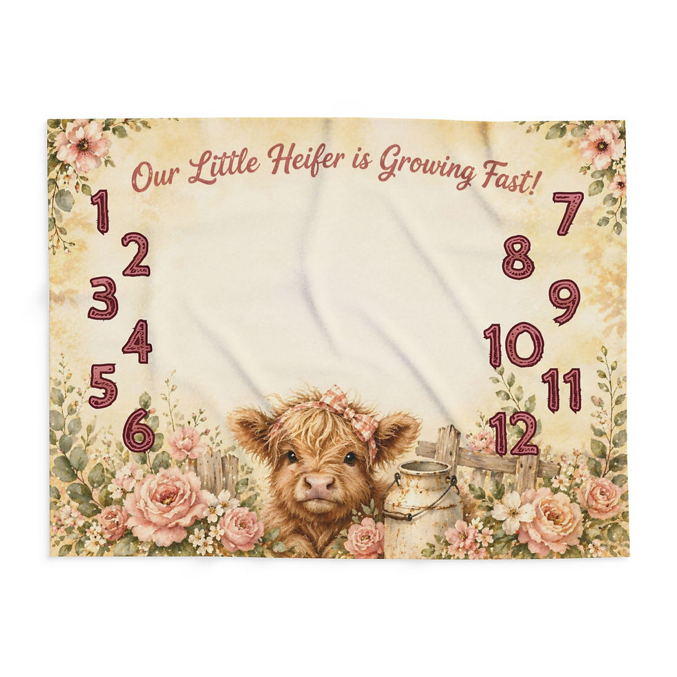 Thumbnail: Baby Milestone Fleece Blanket — "Our Little Heifer is Growing Fast" Photo Prop